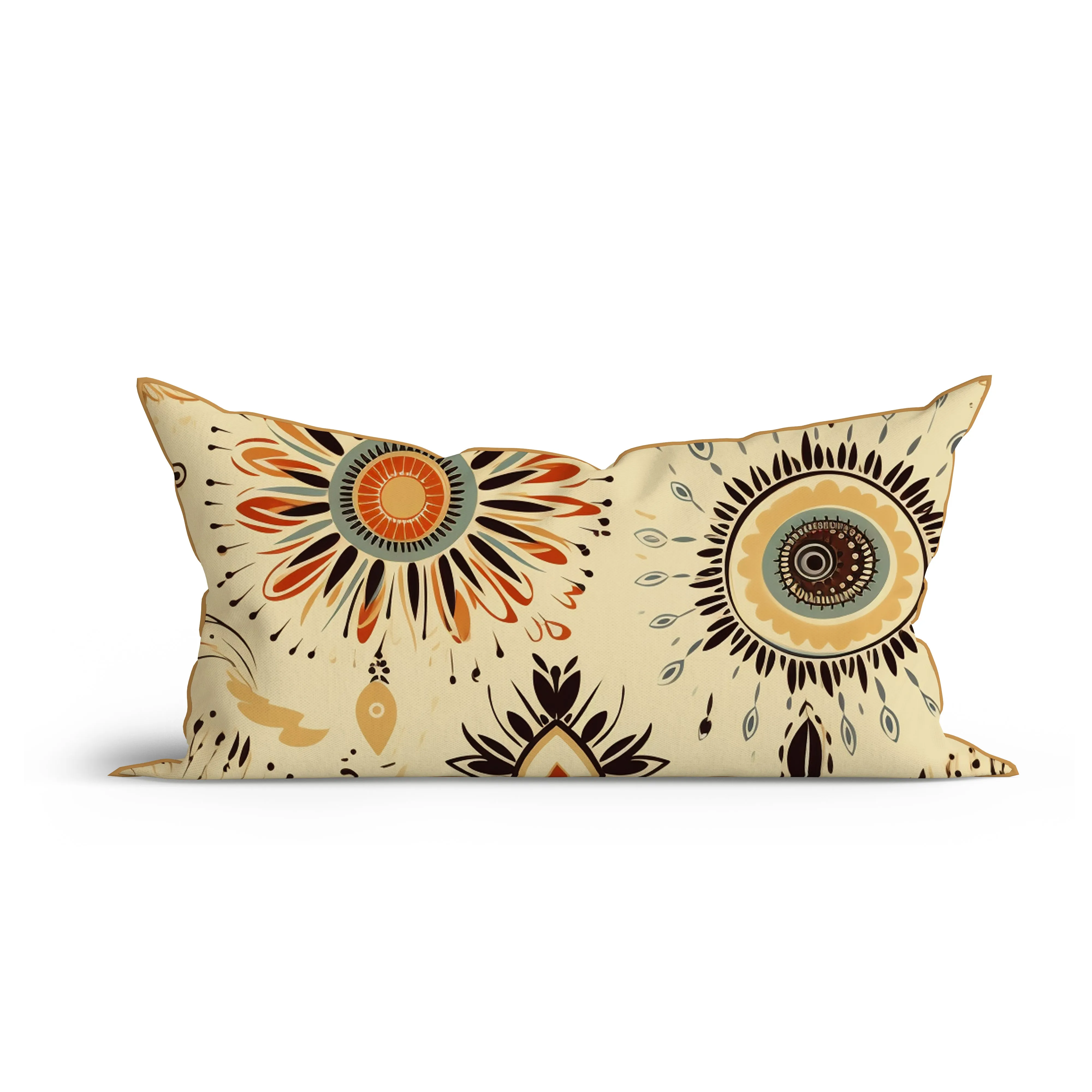 Abstract Orbit Elegance Printed Cotton Cushion with Piping