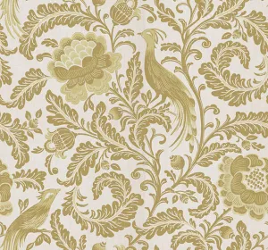 Acanthus Linen Curtain Fabric - Straw