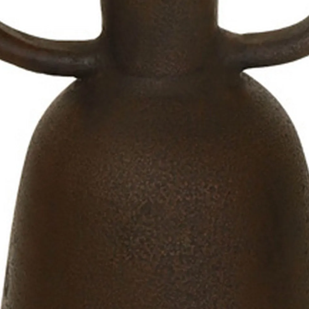 Adea Flower Vase, Antique Style Amphora Shape, Thin Neck, Brown Terracotta By Casagear Home