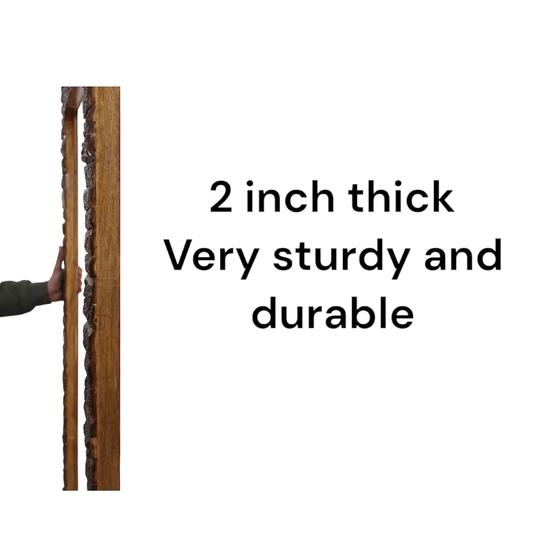 AESTHETIC DECOR Wooden Bark Wall Mirror Frame Solid Wood, Natural Finish | with Out Mirror | Size 6 * 3 ft Rectangular, Framed