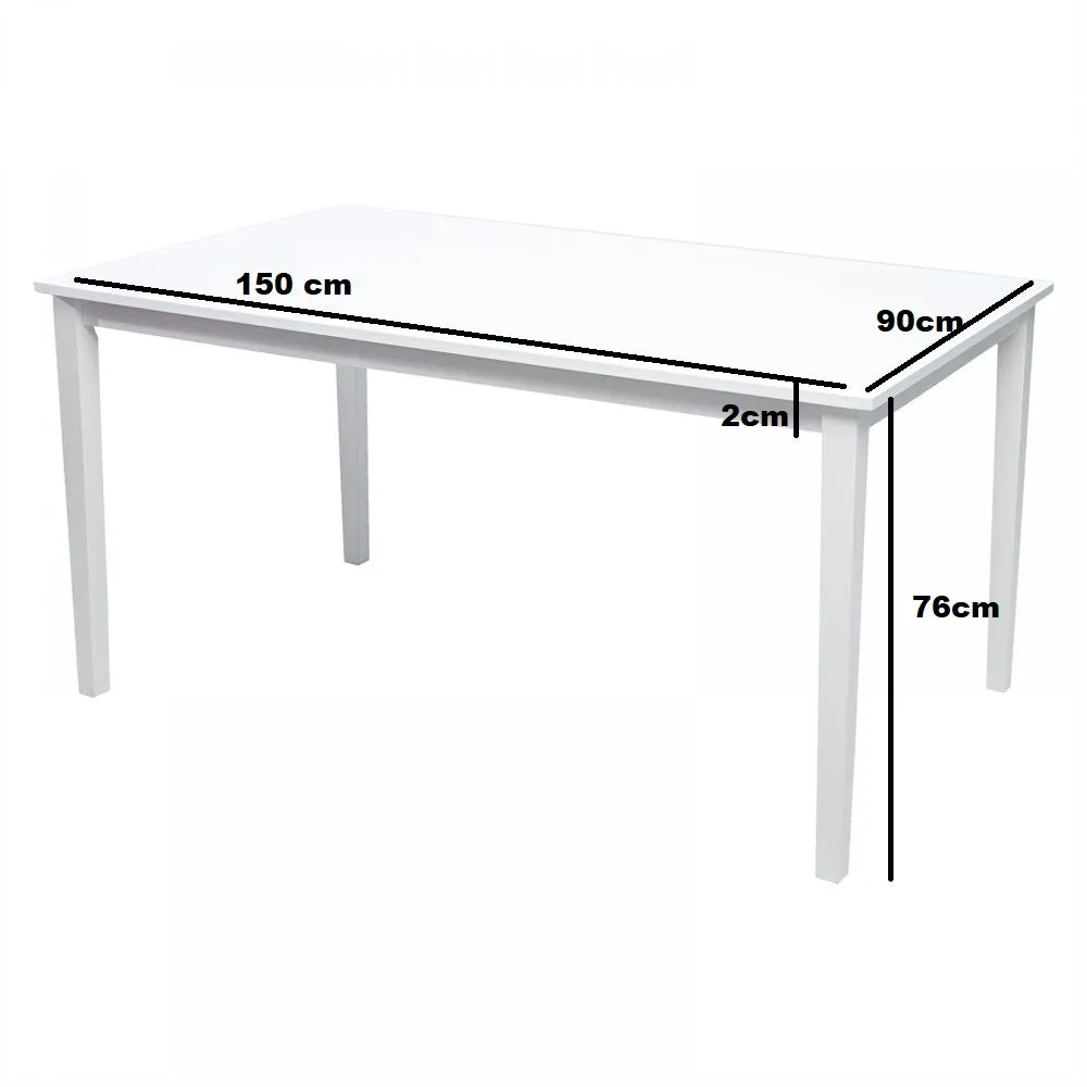 AFT Solid Wood Dining Table, 6 Seater - White