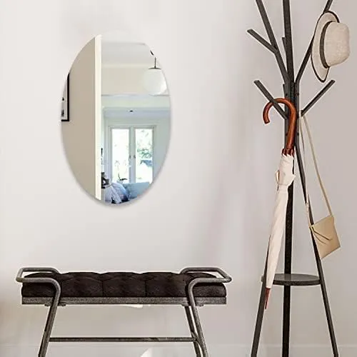 Air Son Oval Shape Wall Sticker Mirror Non-Glass Unbreakable Plastic Sheet for Bathroom, Bedroom, Drawing Room (20 X 30 cm)