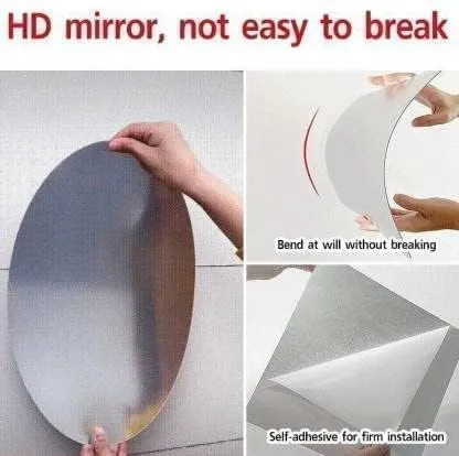 Air Son Oval Shape Wall Sticker Mirror Non-Glass Unbreakable Plastic Sheet for Bathroom, Bedroom, Drawing Room (20 X 30 cm)