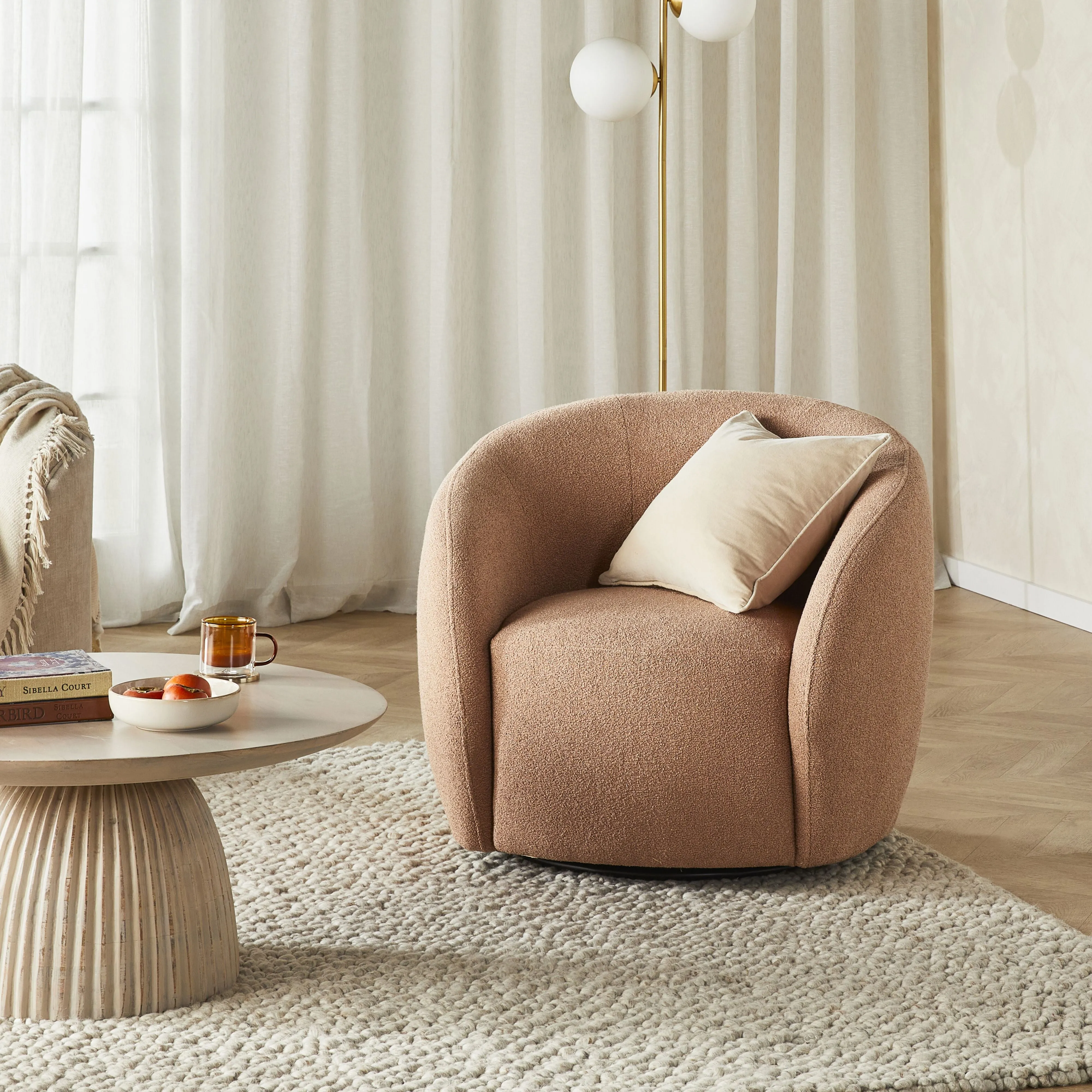 Alessa Swivel Armchair Luna Powder Pink