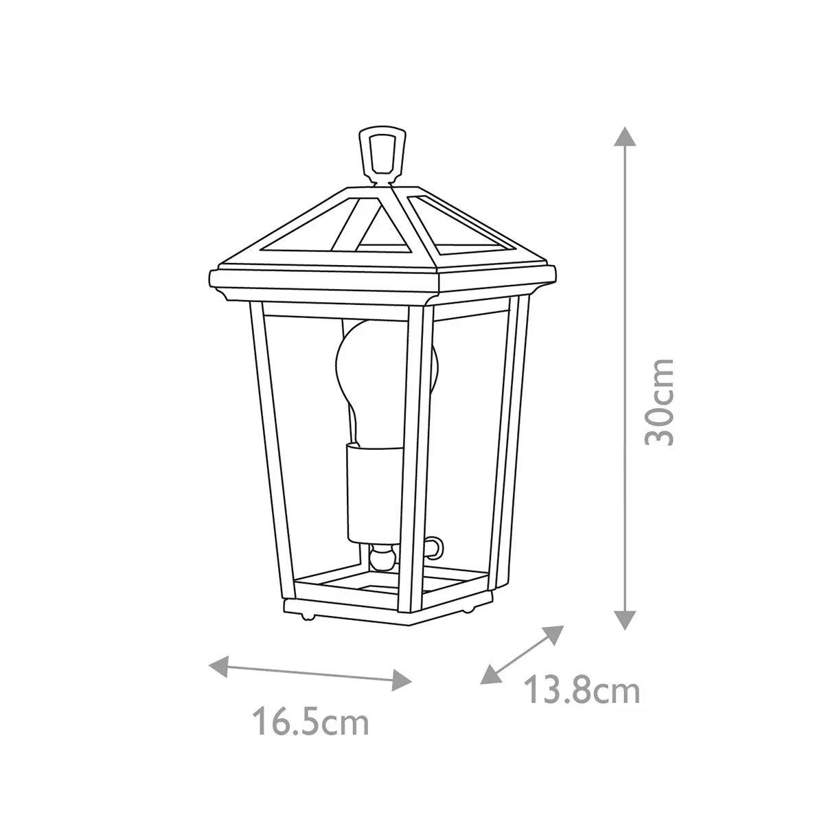 Alford Place 1 Light Half Lantern - Museum Black E27 IP44