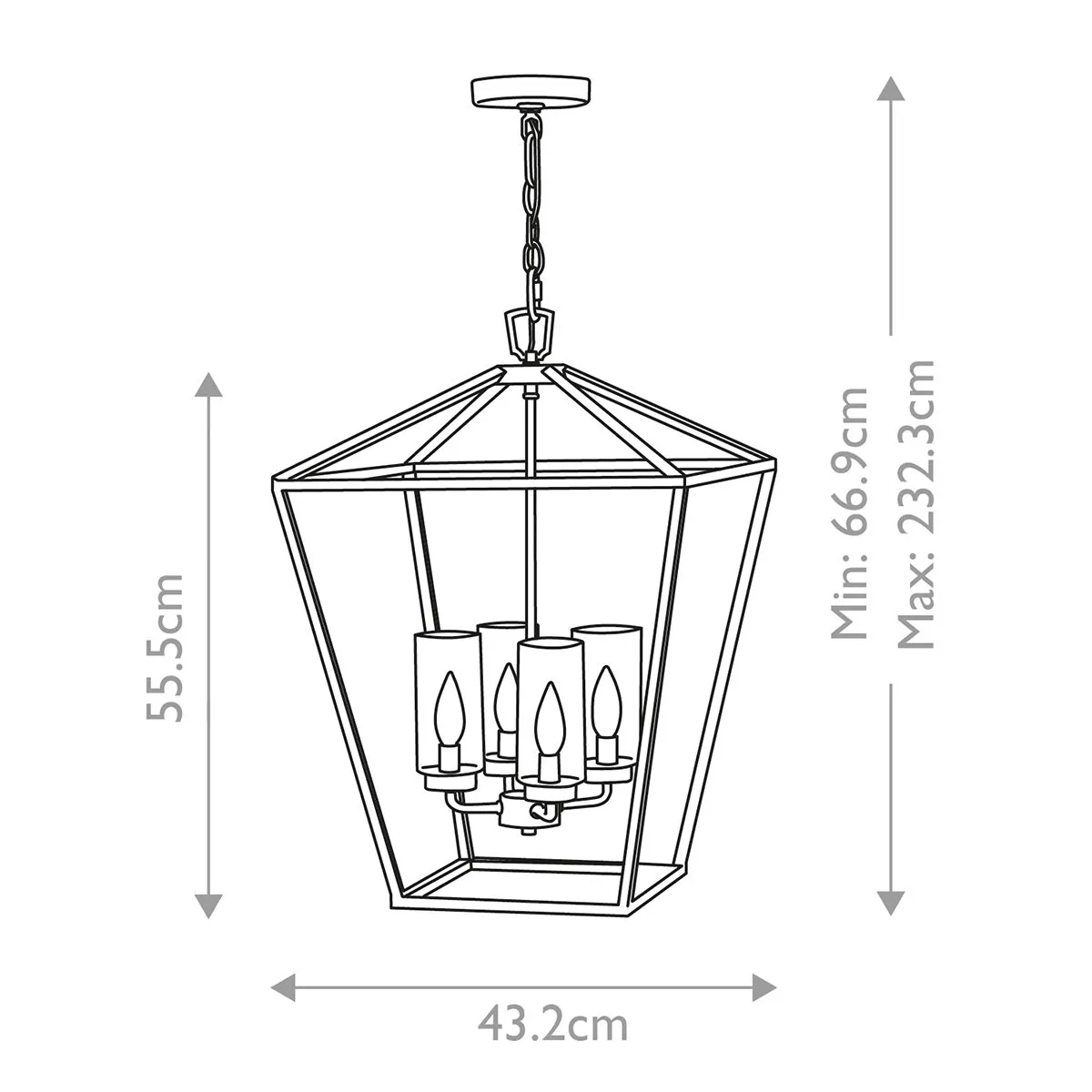 Alford Place 4 Light Outdoor Pendant - Museum Black IP44 E14