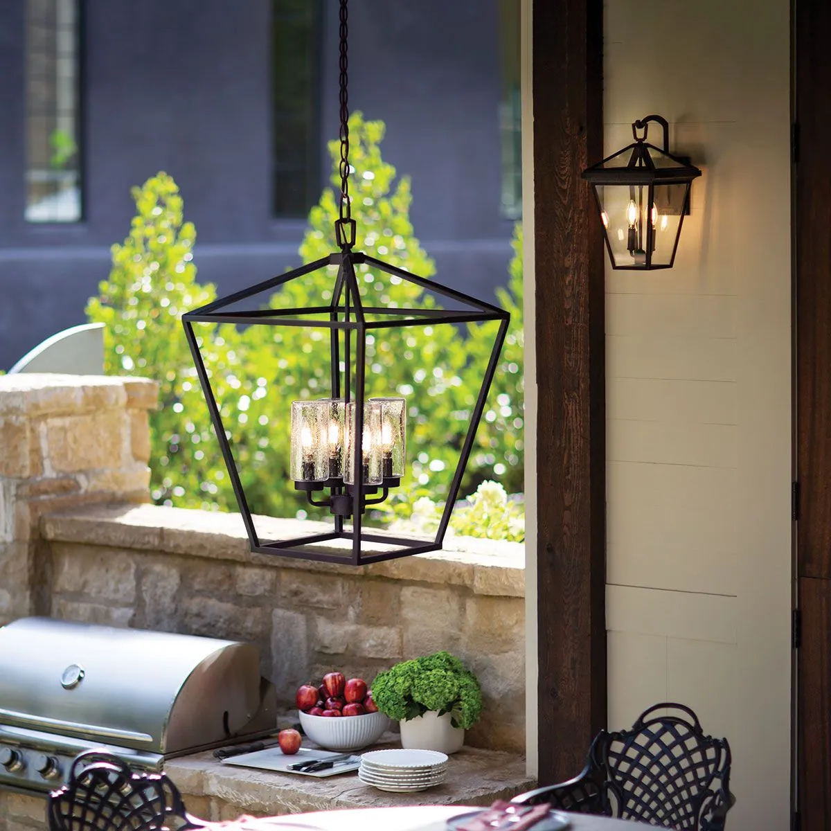 Alford Place 4 Light Outdoor Pendant - Museum Black IP44 E14