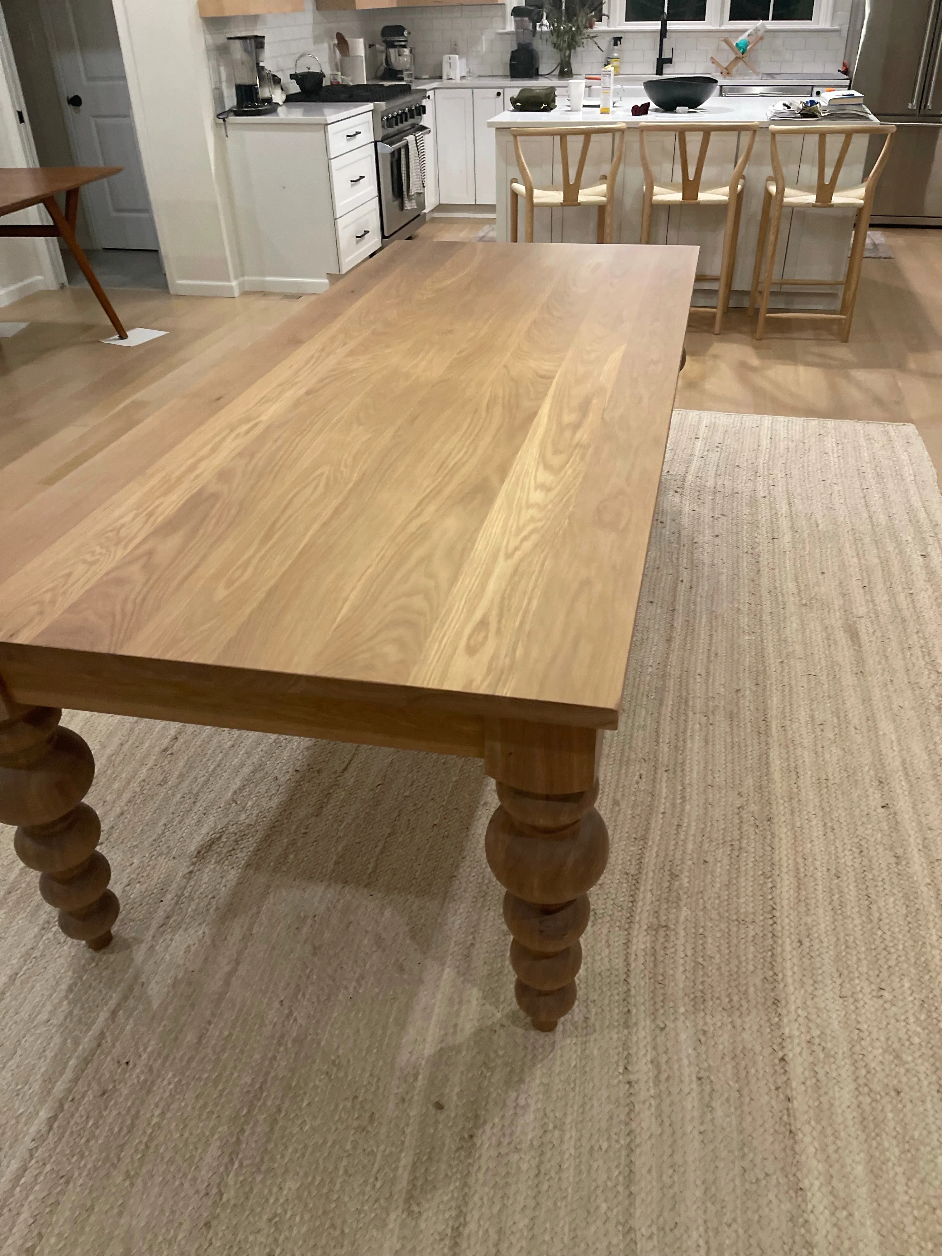 Alice Turned Leg Dining Table - White Oak - Natural Finish