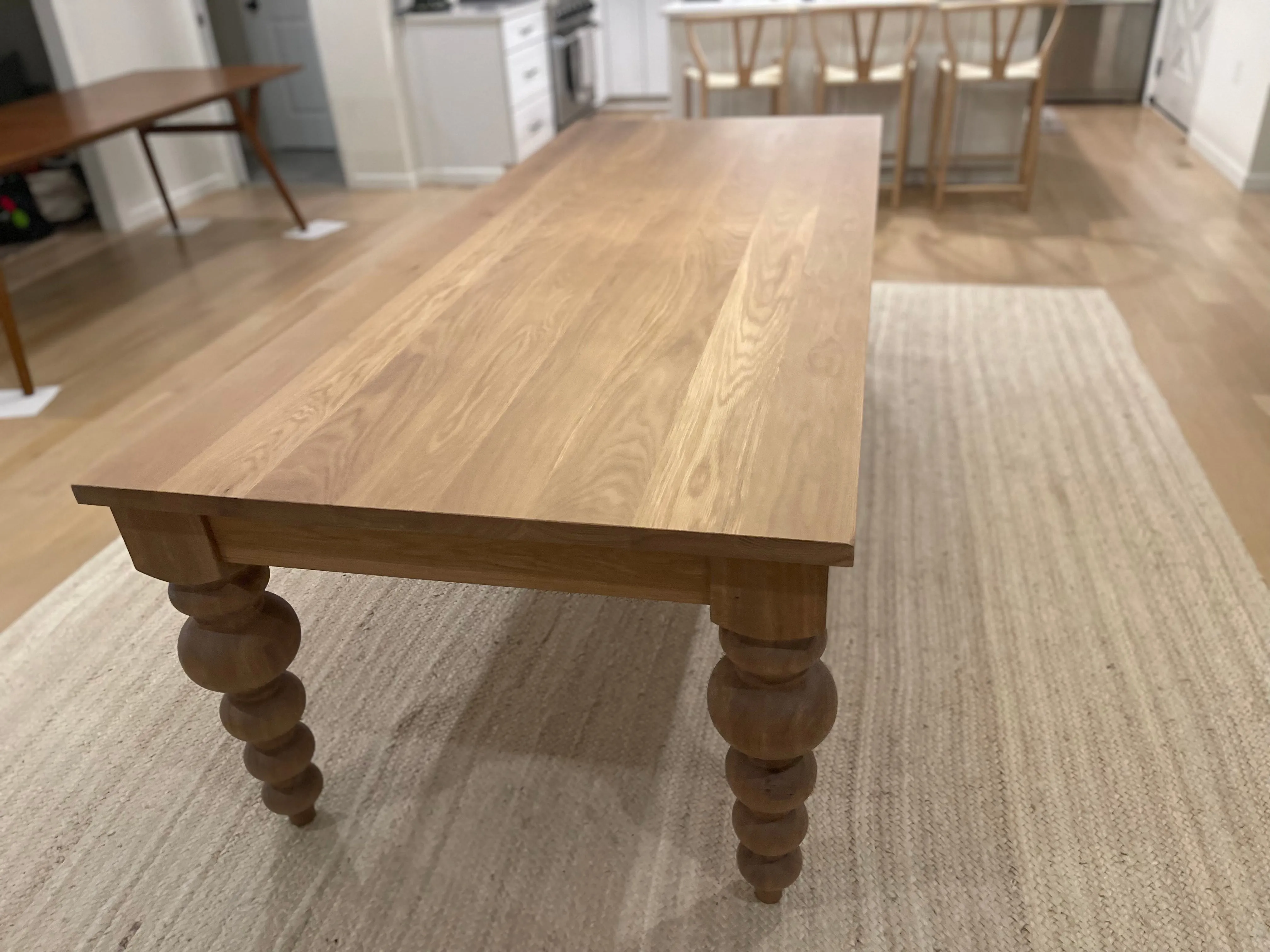 Alice Turned Leg Dining Table - White Oak - Natural Finish