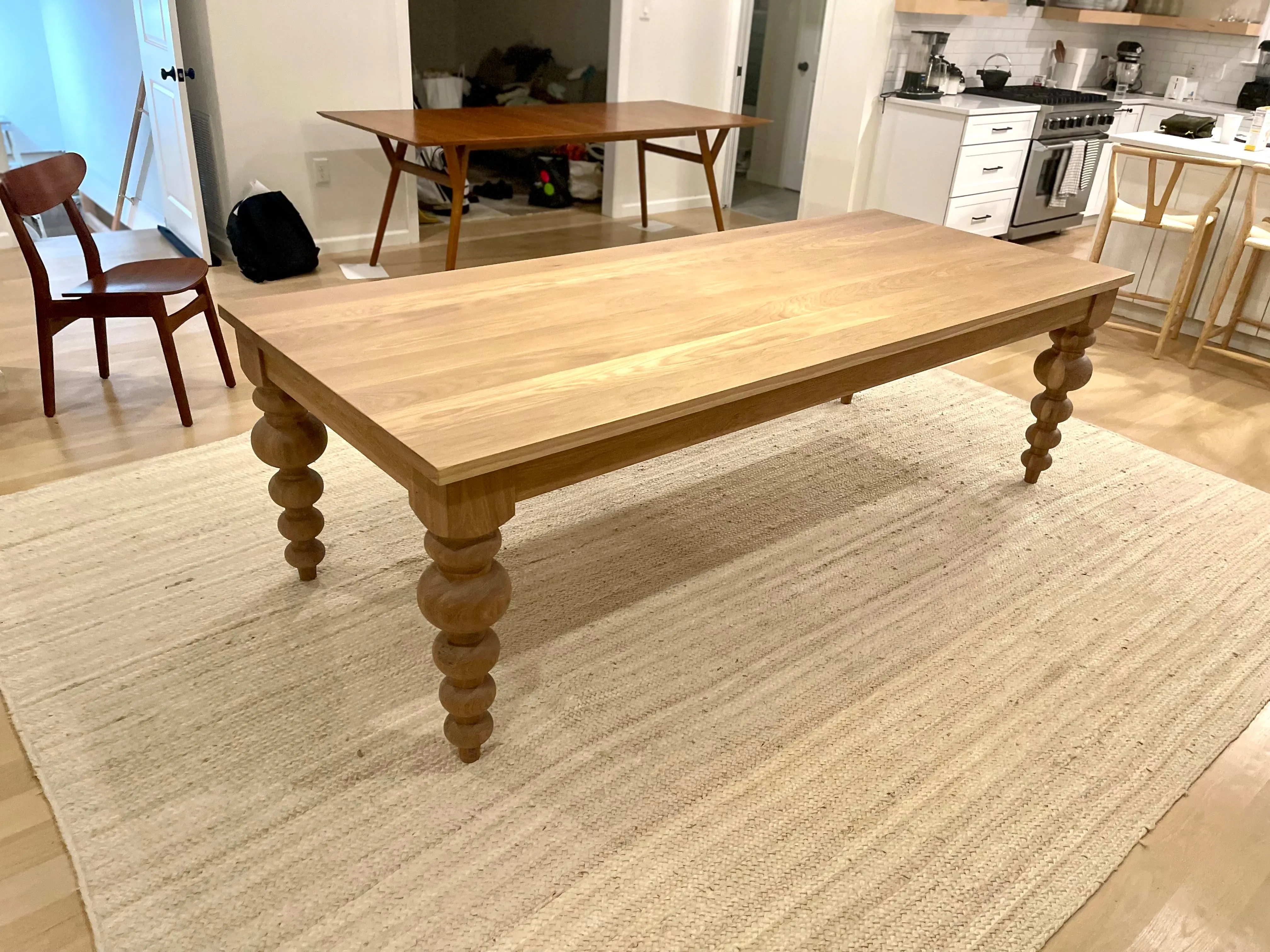 Alice Turned Leg Dining Table - White Oak - Natural Finish