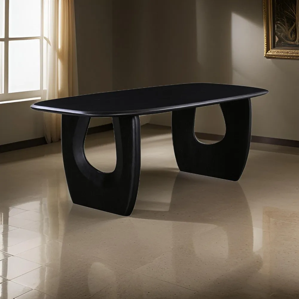 Alix Dining Table, 87 Inch Rectangular Solid Acacia Wood Top, Black By Casagear Home