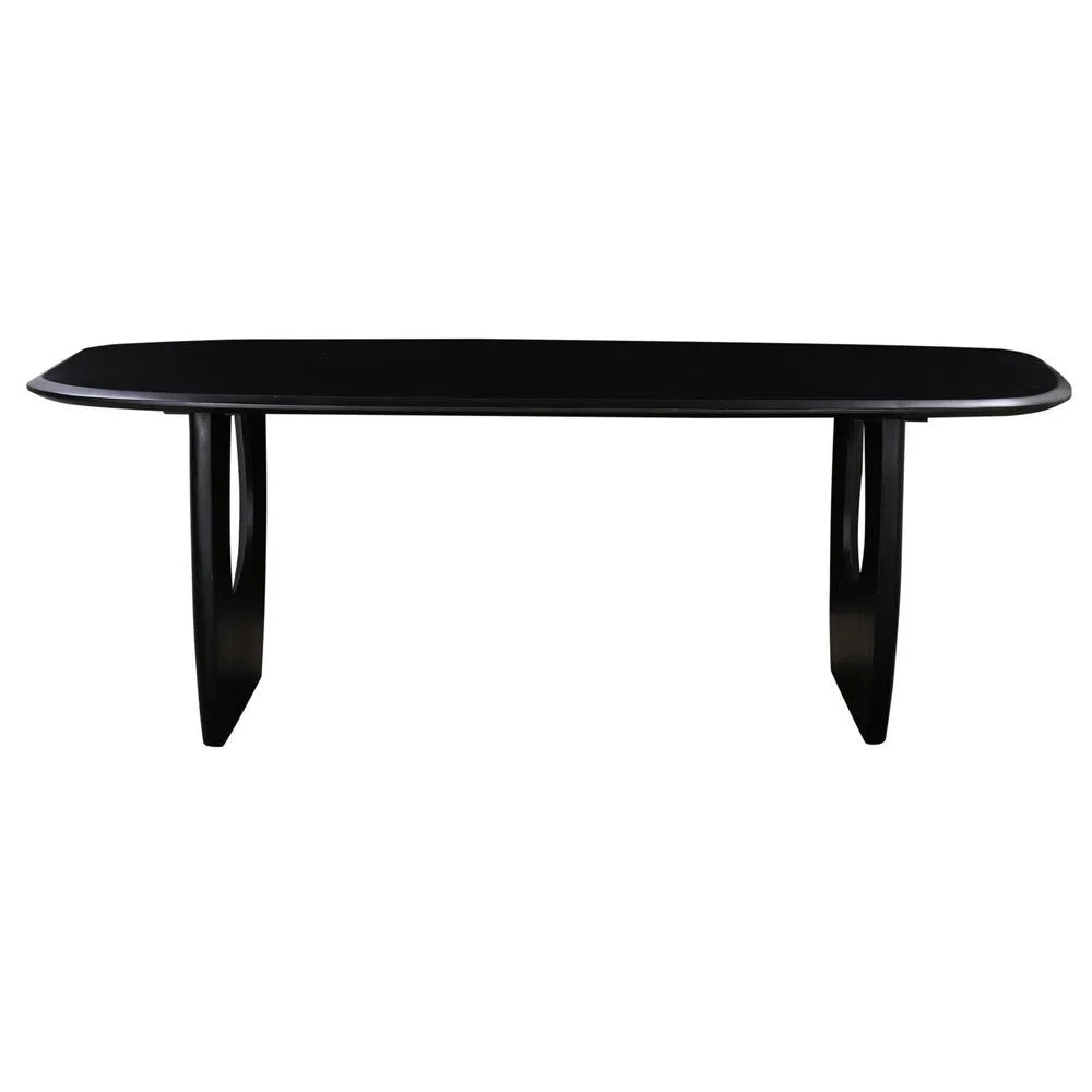 Alix Dining Table, 87 Inch Rectangular Solid Acacia Wood Top, Black By Casagear Home