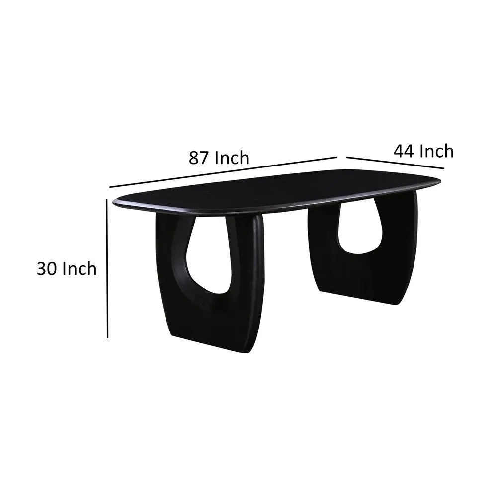 Alix Dining Table, 87 Inch Rectangular Solid Acacia Wood Top, Black By Casagear Home