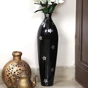 Alnico Decor Metal Flower Vase (Black_26 Inch)