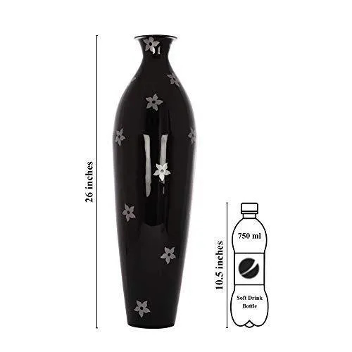 Alnico Decor Metal Flower Vase (Black_26 Inch)