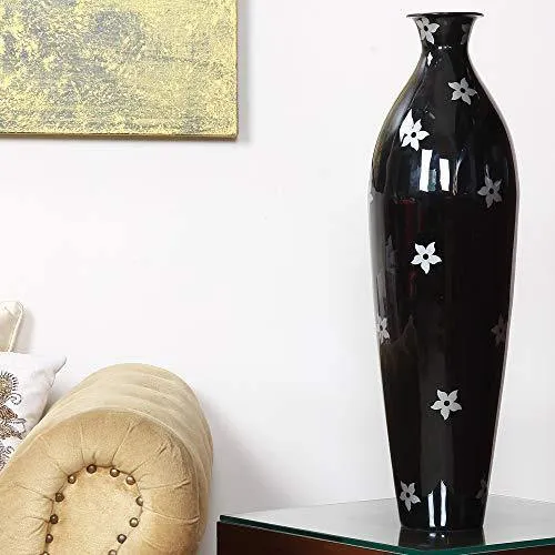 Alnico Decor Metal Flower Vase (Black_26 Inch)