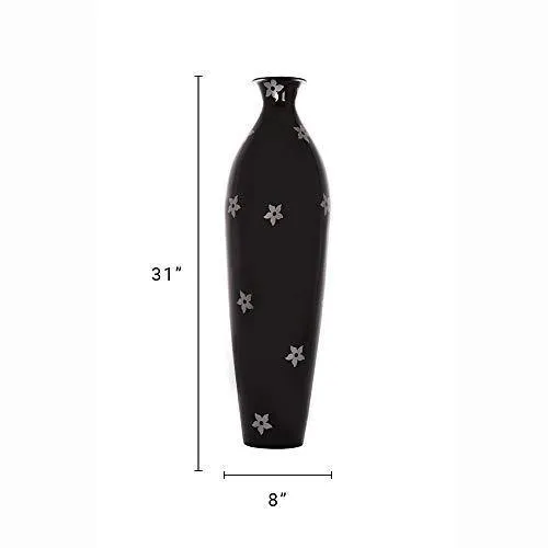 Alnico Decor Metal Flower Vase (Black_26 Inch)