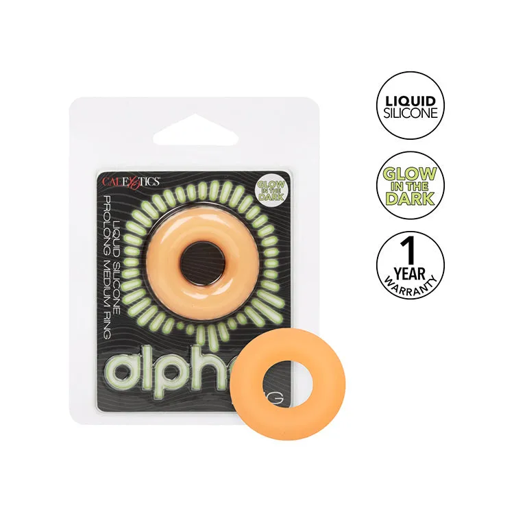Alpha Liquid Silicone Glow-In-The-Dark Prolong Medium Cock Ring