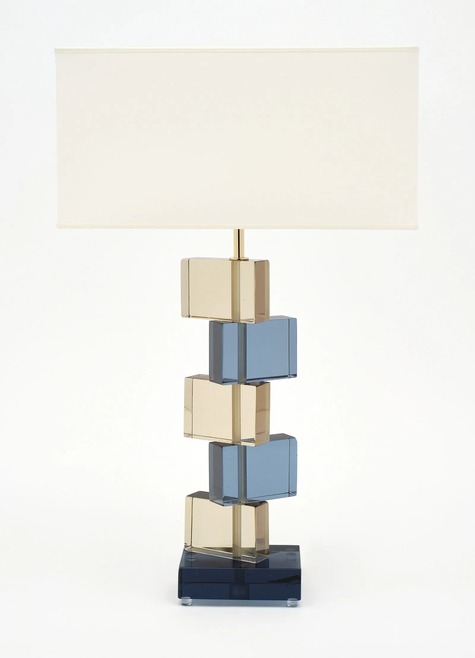 Amber and Blue Murano Glass Geometric Lamps