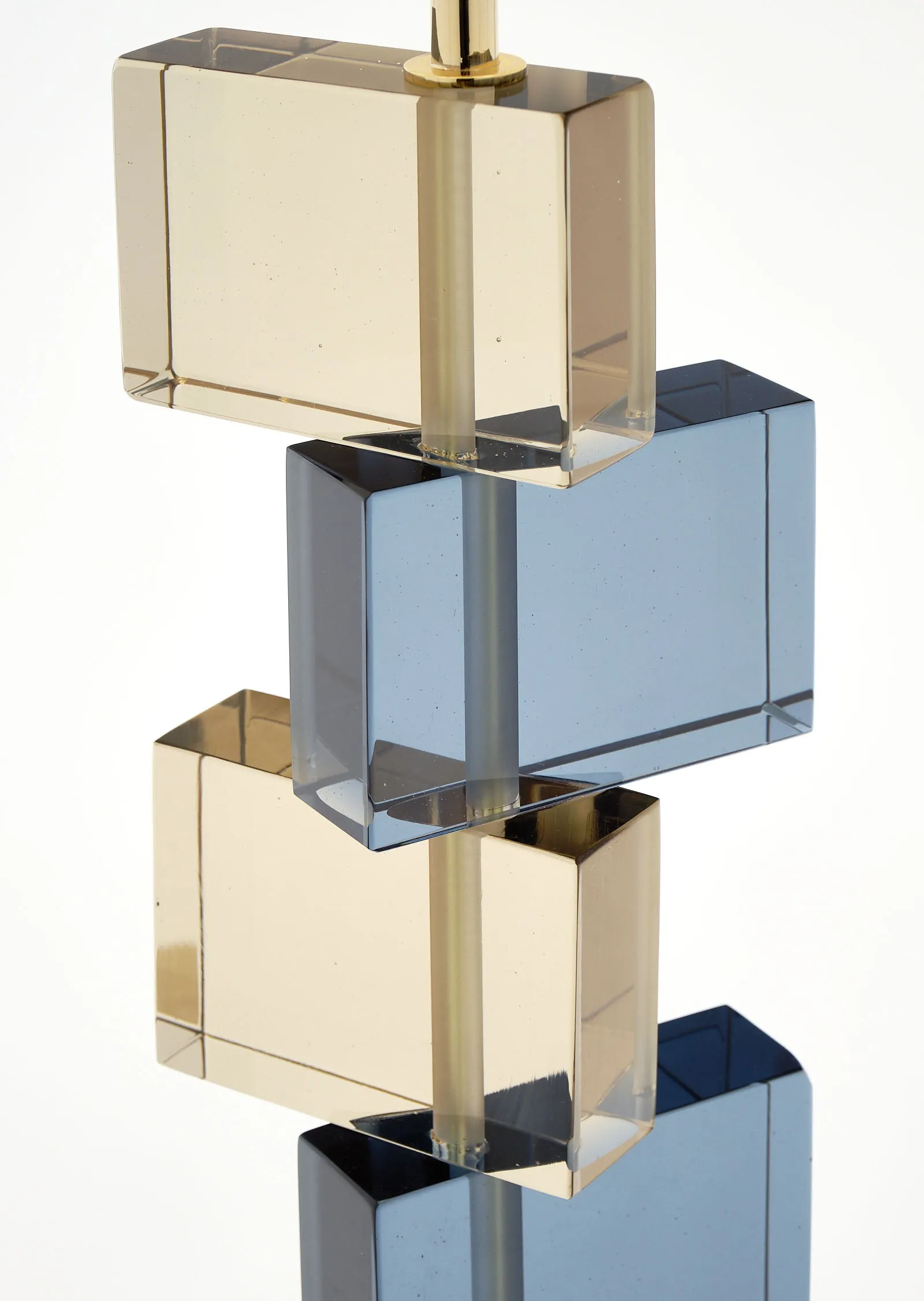 Amber and Blue Murano Glass Geometric Lamps