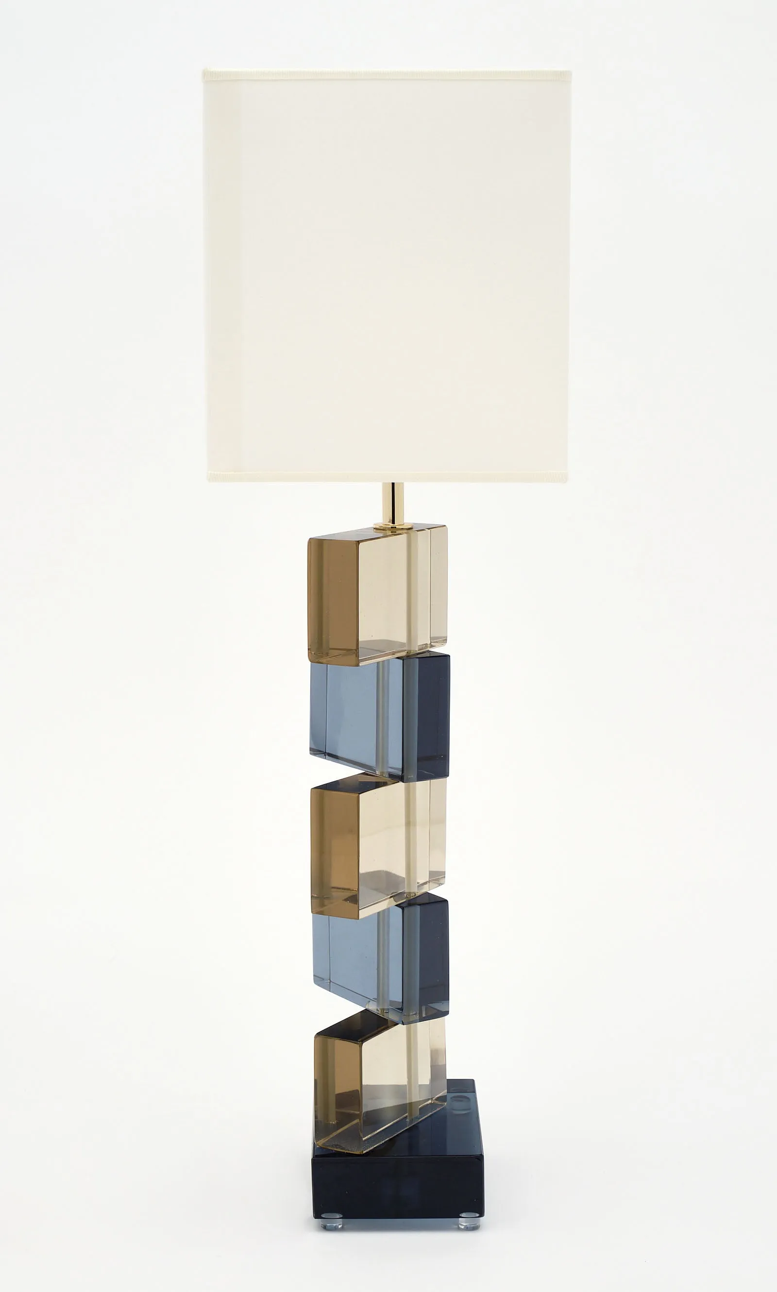 Amber and Blue Murano Glass Geometric Lamps