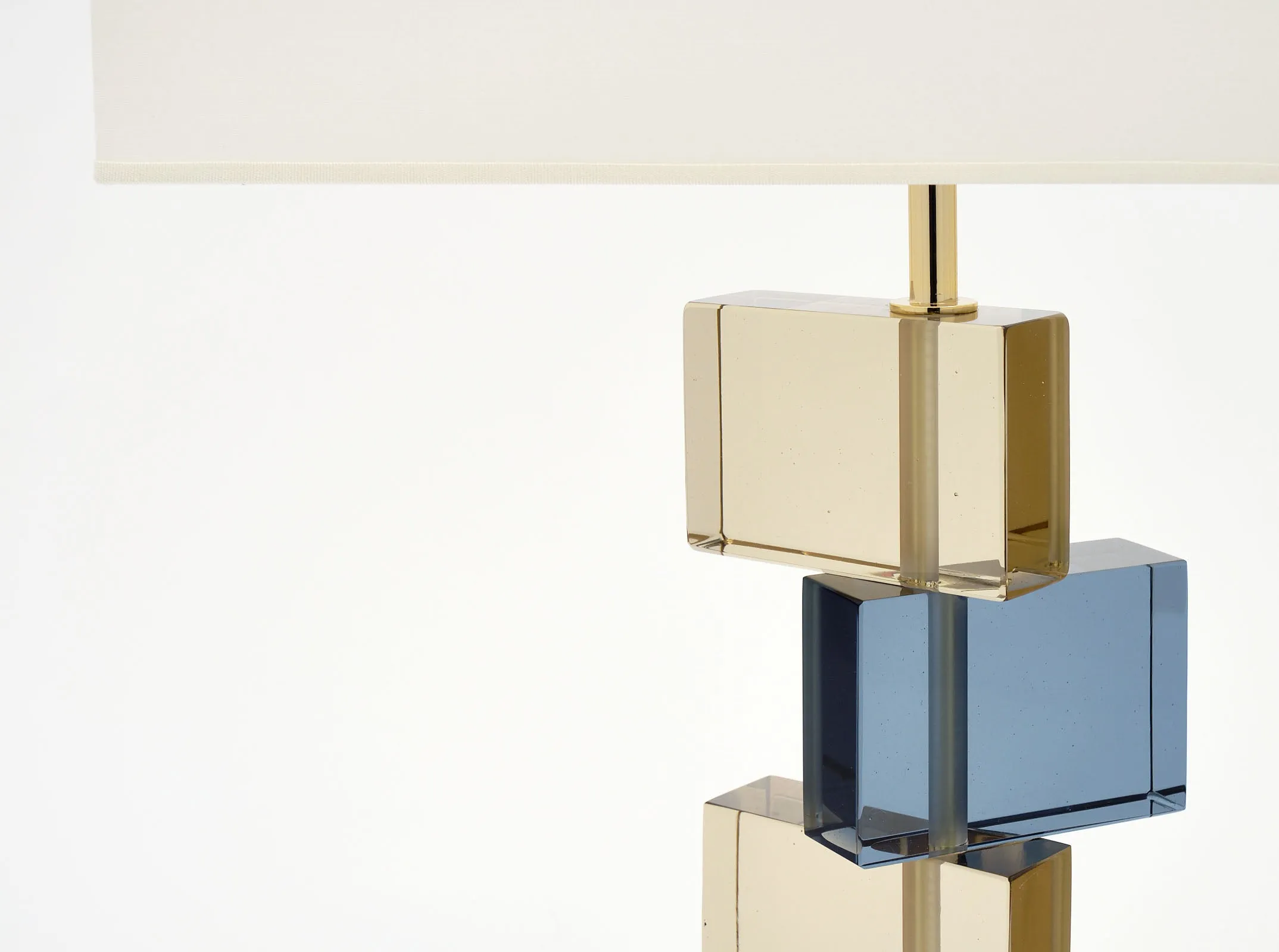Amber and Blue Murano Glass Geometric Lamps