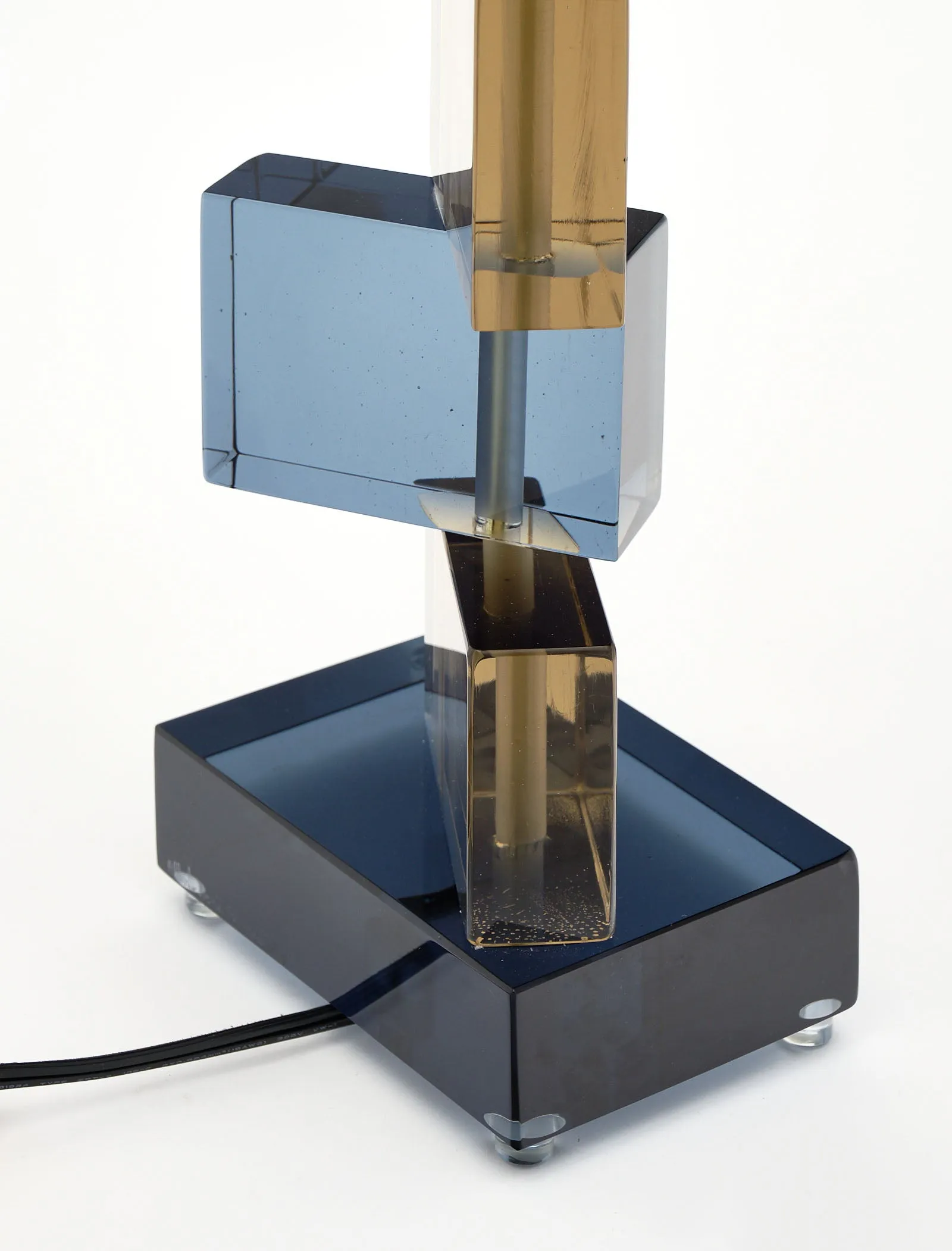 Amber and Blue Murano Glass Geometric Lamps