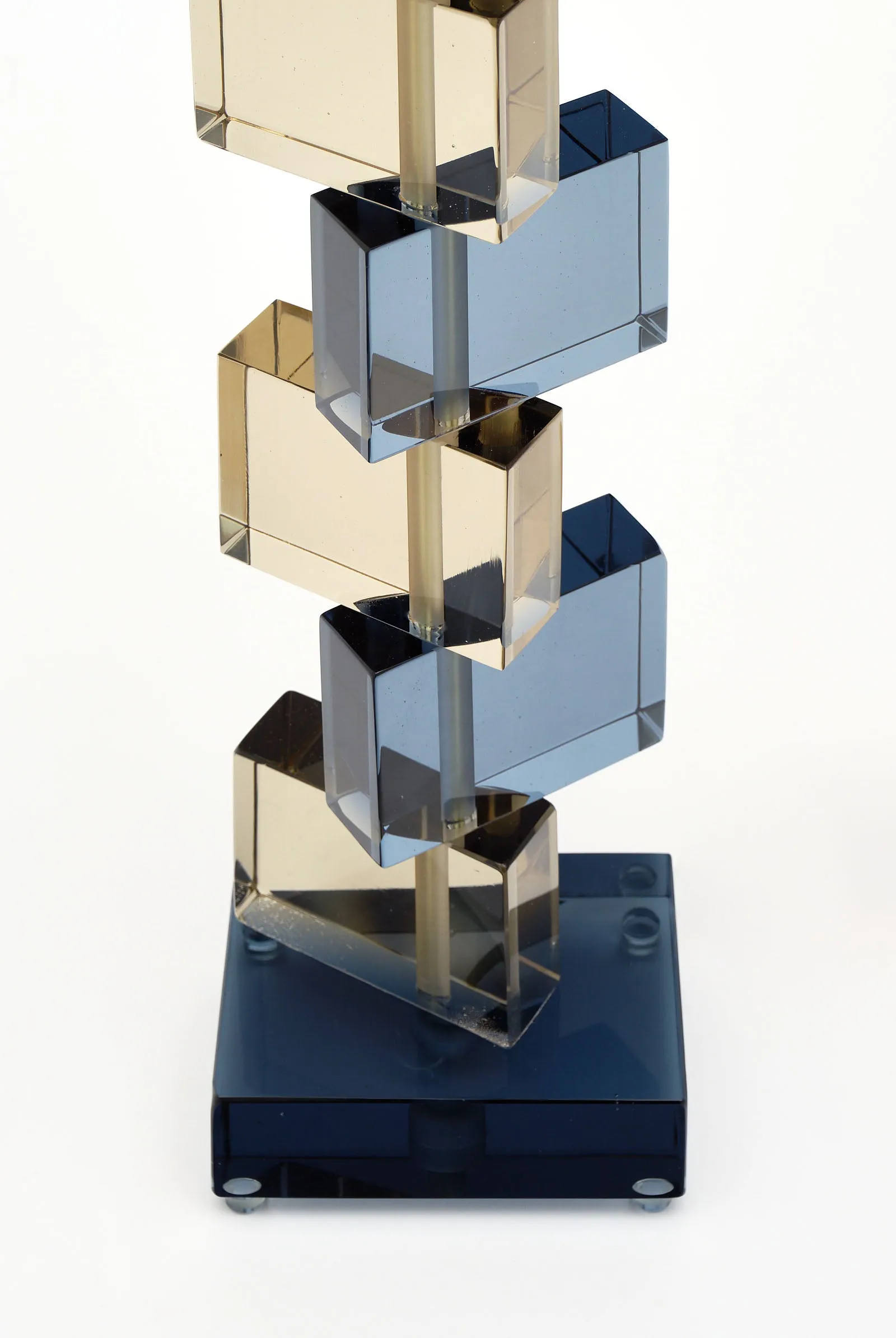 Amber and Blue Murano Glass Geometric Lamps