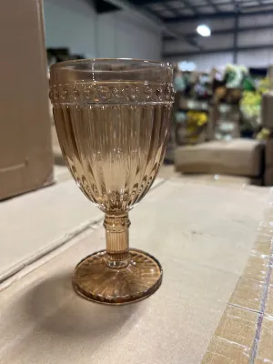 Amber Color Striped drinking Glass drinkware cup goblet