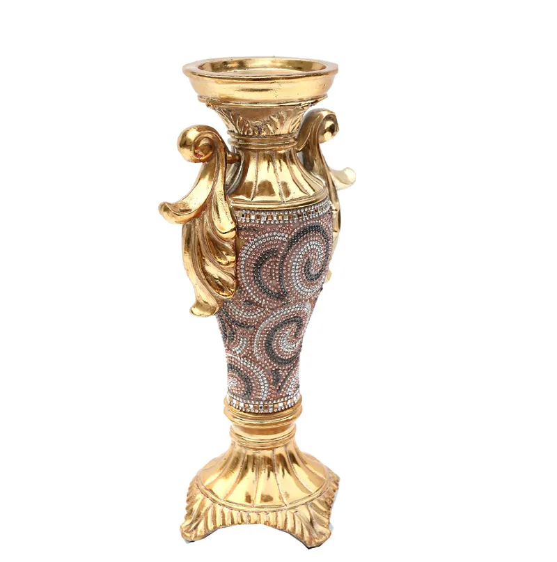 Ambrose Gold Plated Crystal Embellished Ceramic Vase (5.5 In. x 4 In. x 9.5 In.)