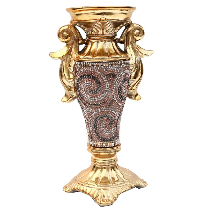 Ambrose Gold Plated Crystal Embellished Ceramic Vase (5.5 In. x 4 In. x 9.5 In.)