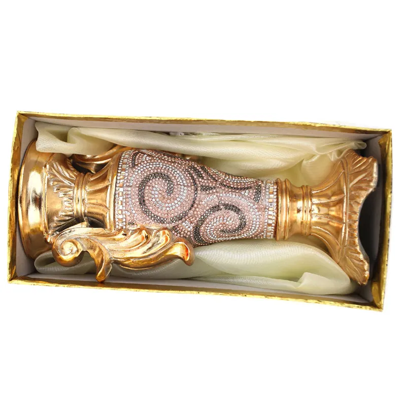 Ambrose Gold Plated Crystal Embellished Ceramic Vase (5.5 In. x 4 In. x 9.5 In.)