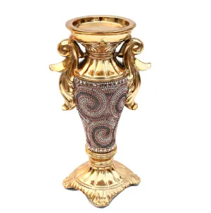 Ambrose Gold Plated Crystal Embellished Ceramic Vase (5.5 In. x 4 In. x 9.5 In.)