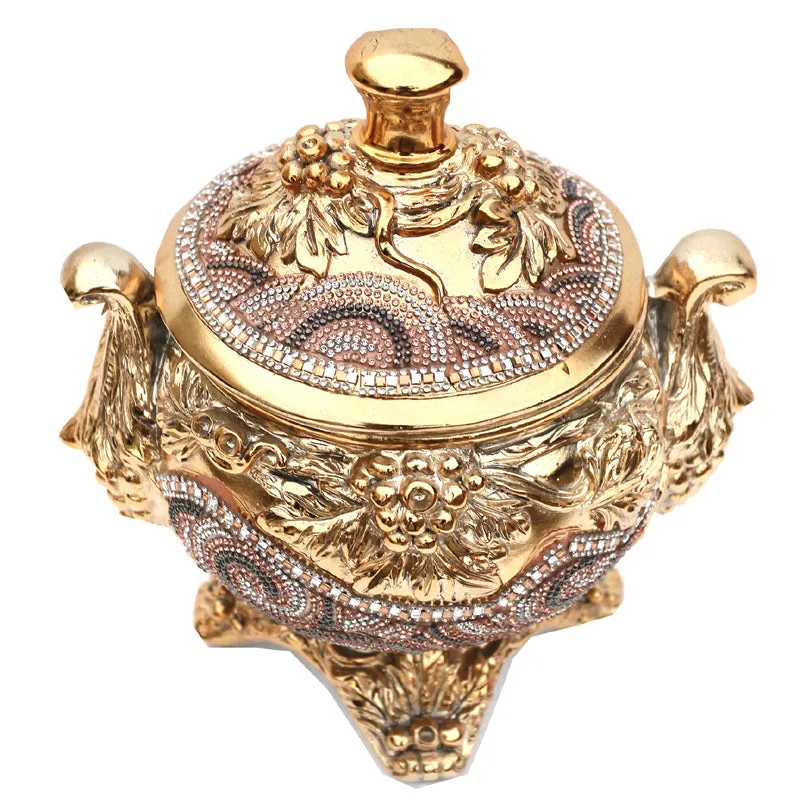 Ambrose Gold Plated Crystal Embellished Lidded Ceramic Bowl (9 In. x 7 In. x 9.5 In.)