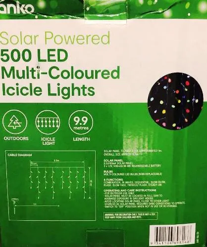 Anko Solar Powered 500 LED ICICLE Lights