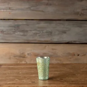 Antique Seafoam Green Etched Petite Vase