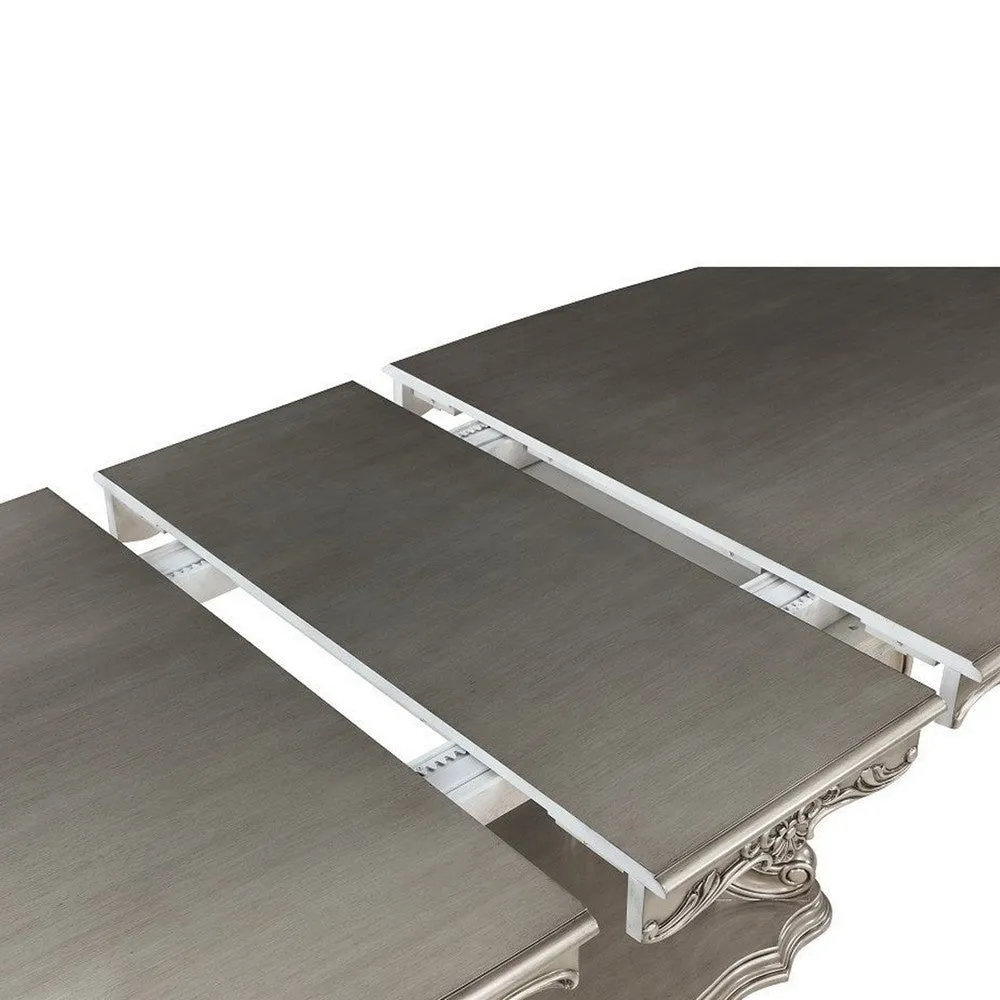 Aria 85-102 Inch Dining Table, Extendable Wood Top Classic Antique Platinum By Casagear Home