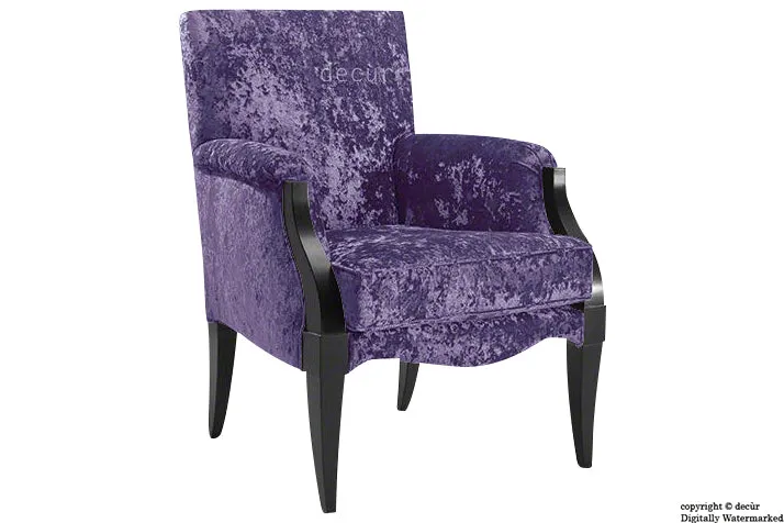 Art Deco Crushed Velvet Arm Chair - Grape
