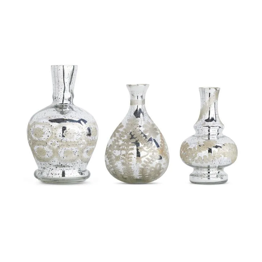 ASSORTED SILVER ETCHED BUD VASE