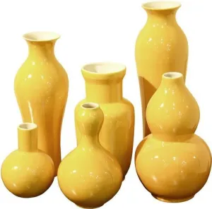 Assorted Vases Set of 6 - Yellow