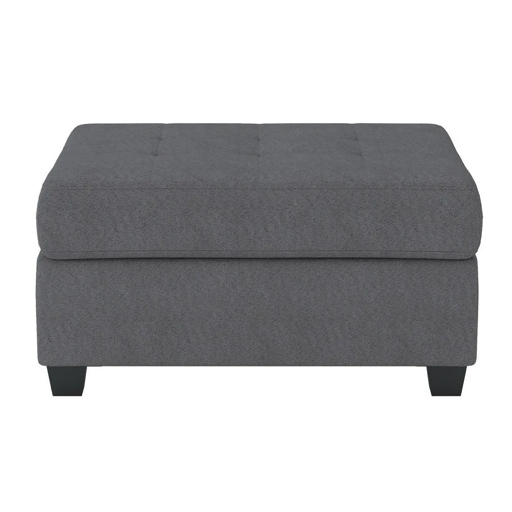 Aston 33 Inch Ottoman, Dark Gray Microfiber, Interior Storage, Solid Wood By Casagear Home
