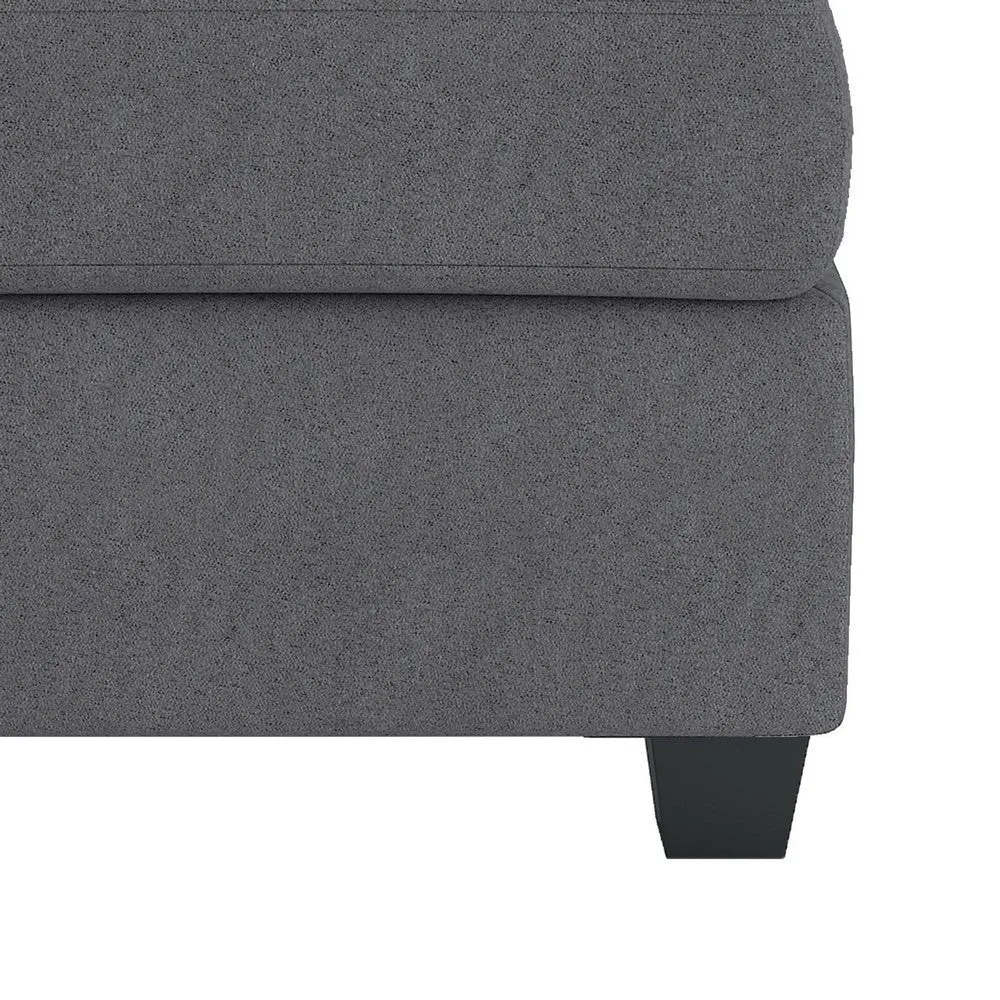 Aston 33 Inch Ottoman, Dark Gray Microfiber, Interior Storage, Solid Wood By Casagear Home