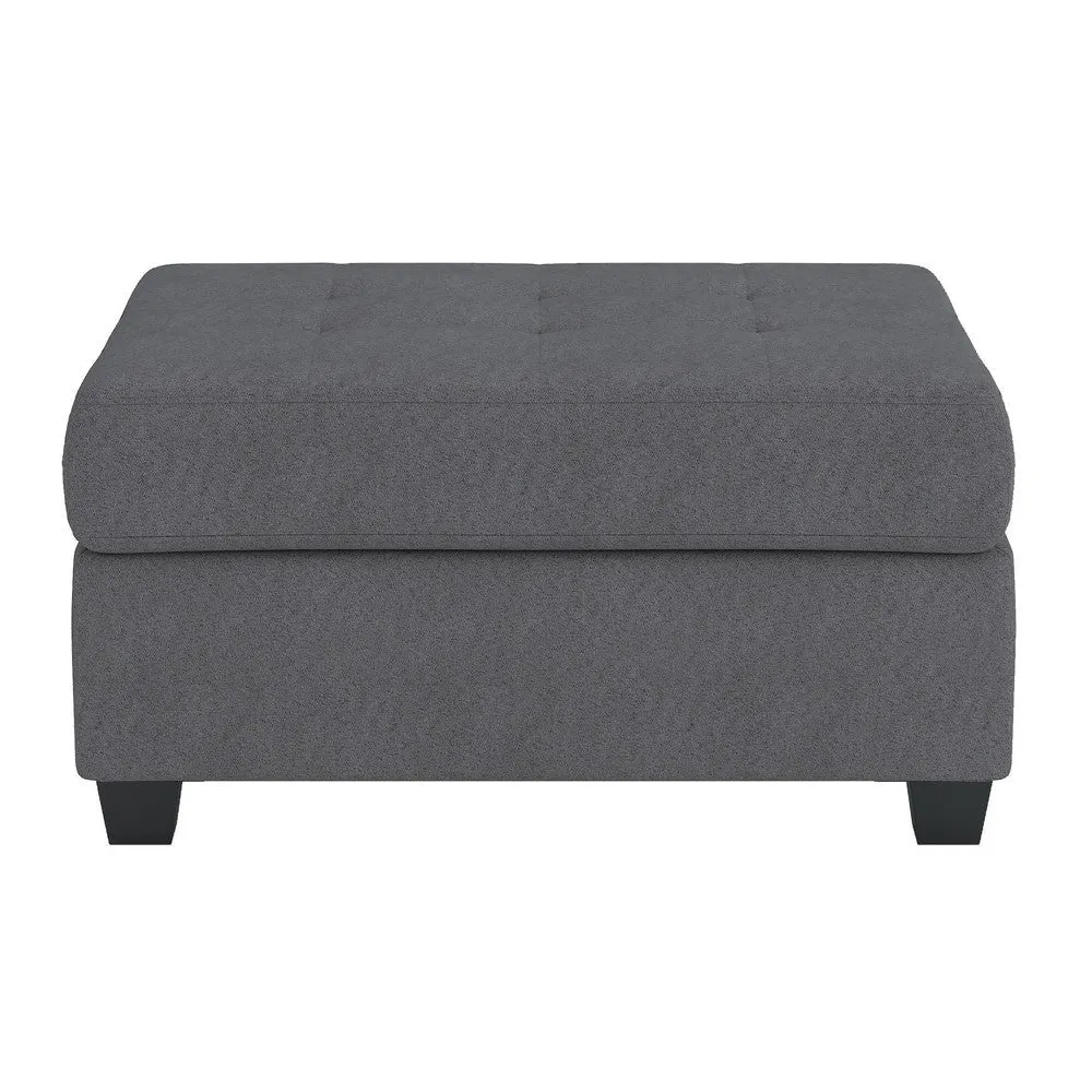 Aston 33 Inch Ottoman, Dark Gray Microfiber, Interior Storage, Solid Wood By Casagear Home
