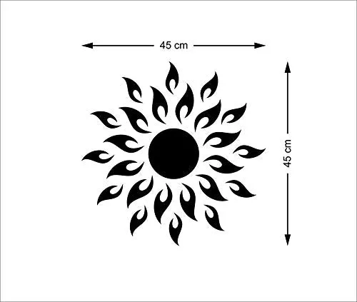 Atulya Arts Mirror Sun Decorative Wall Stickers with 10 Butterfly Stickers 3D Acrylic Stickers Decorative Mirror Wall Stickers for Living Room Bedroom Home (Black, 45 cm x 45 cm)