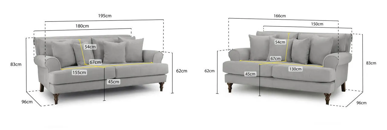 Autumn Sofa - Grey 3 2 Set - 195 x 166 CM