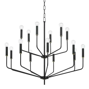 Bailey 15 Lights Chandelier Brass & Black finish