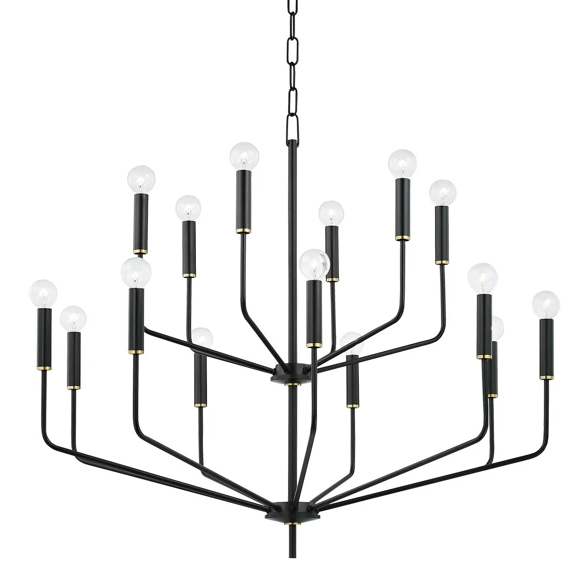 Bailey 15 Lights Chandelier Brass & Black finish