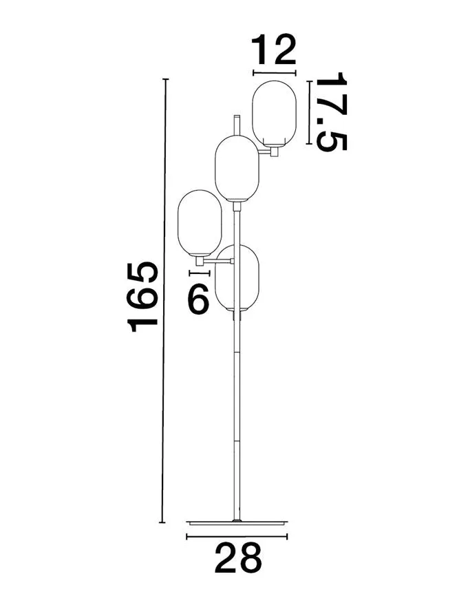 BAL Brass Gold Metal 4 Light Floor Lamp  With Gradient White Glass - ID 12511