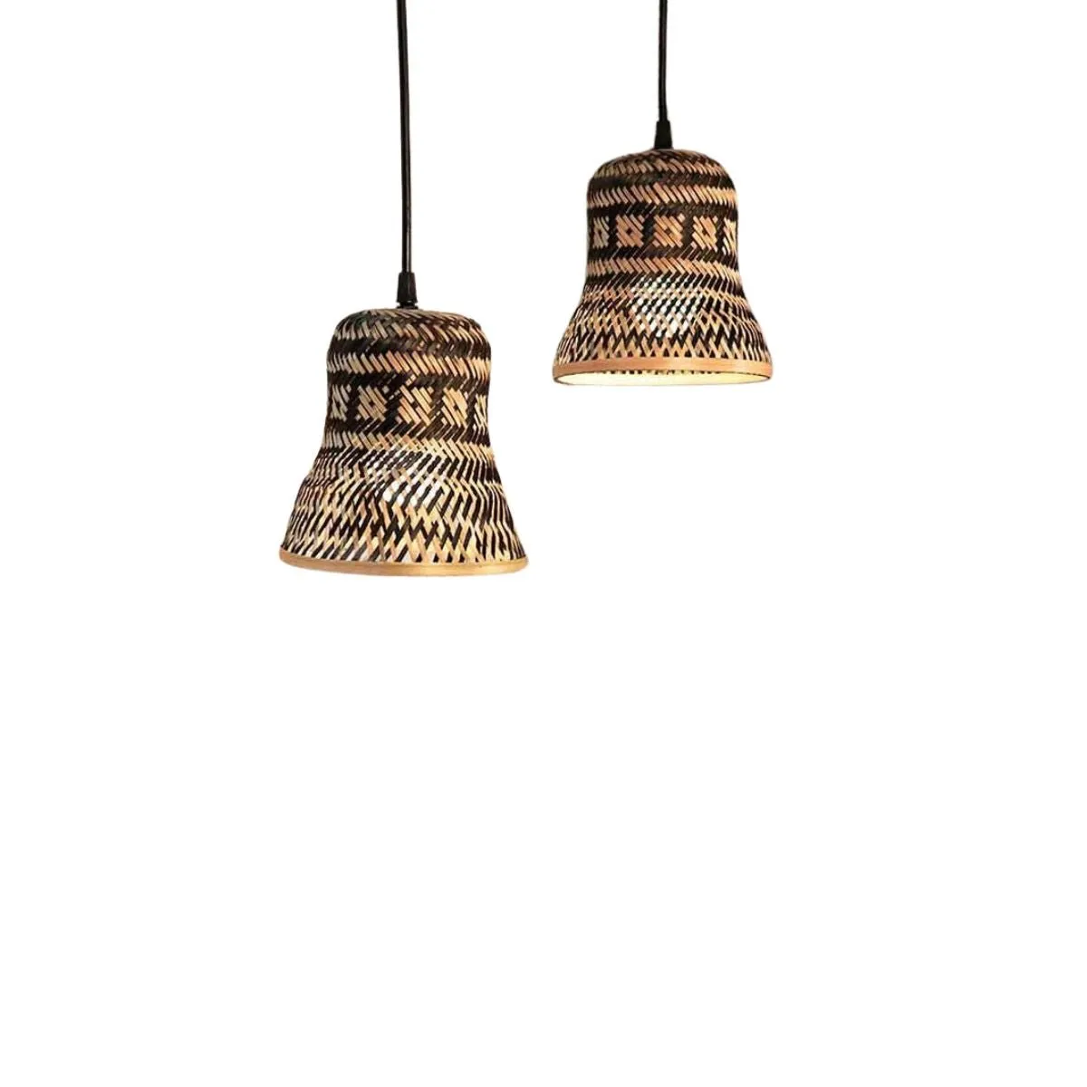 Bamboo Bell Lamp - Set of 2 - Black