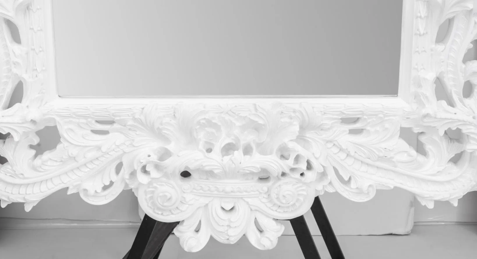 Baroque Revival White Lacquered Full Length Mirror